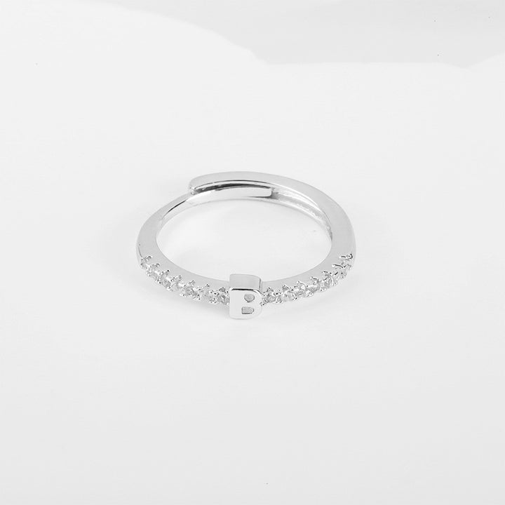 26 Letters Optional Diamond-Encrusted Ring - Gold/Silver Two-Color Women's Light Luxury Minimalist Personalized Accessory