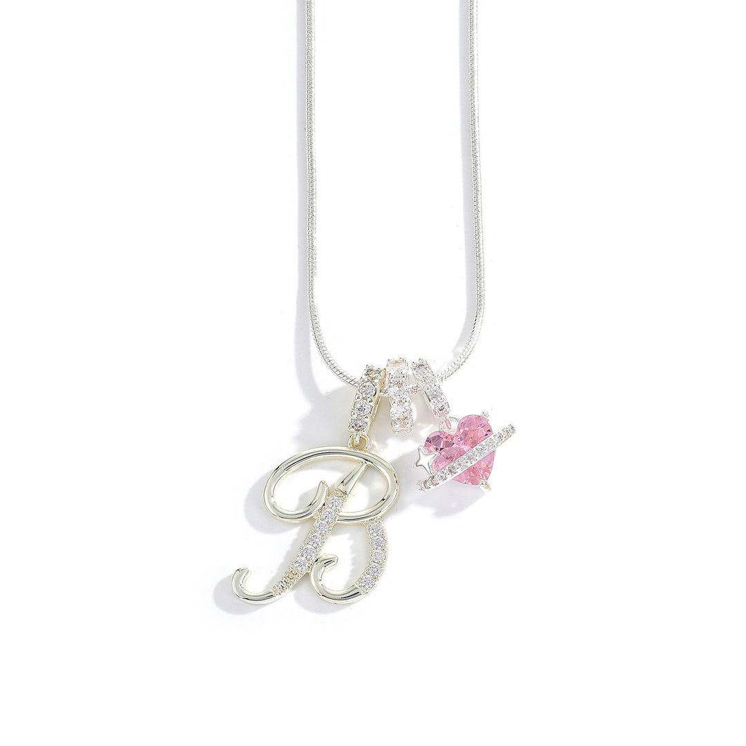 Letter Heart Diamond - Inlaid Combination Necklace (26 - Letter Version)