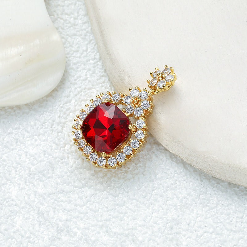 18K Gold Multi-Color Diamond-Paved Color Crystal Pendant Necklace