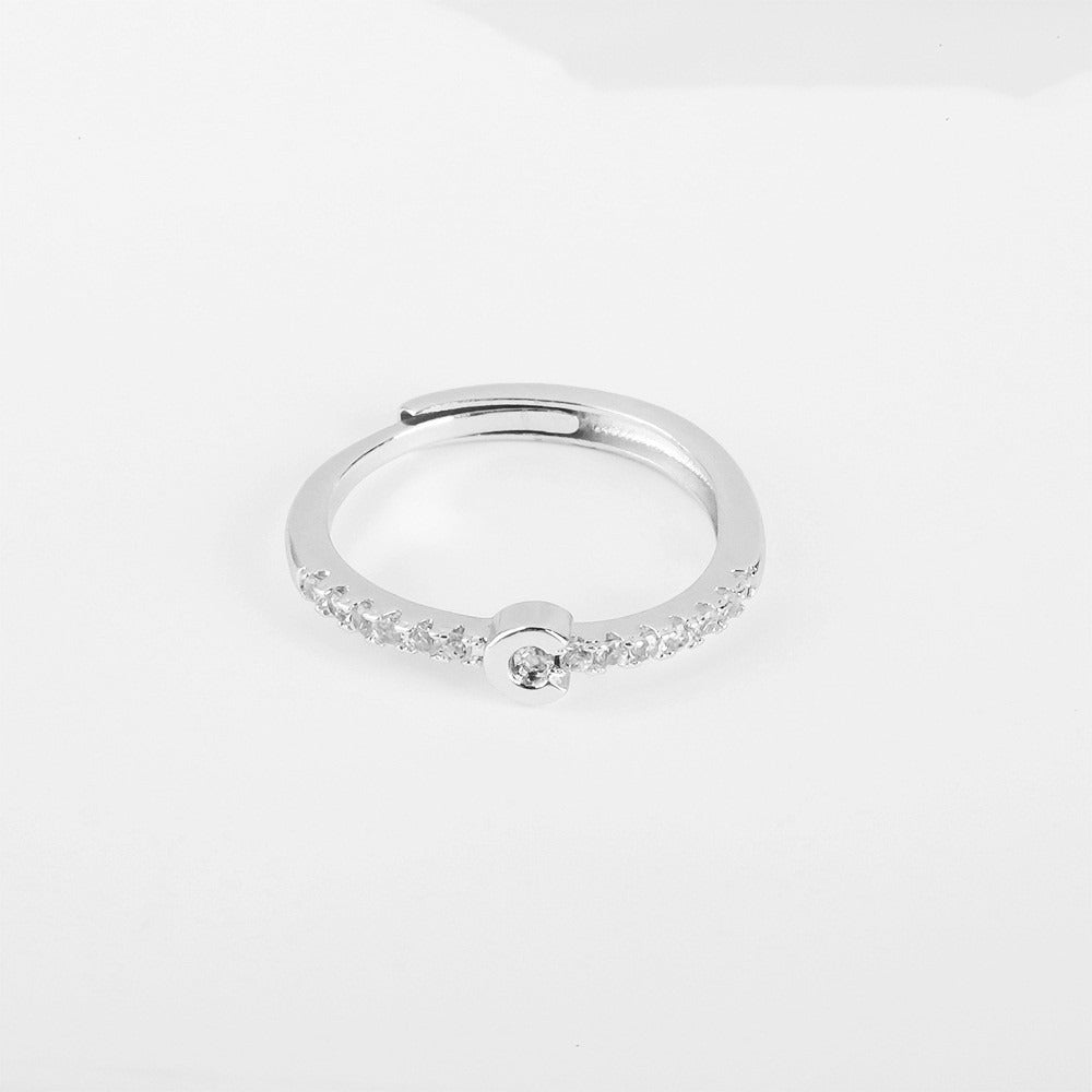 26 Letters Optional Diamond-Encrusted Ring - Gold/Silver Two-Color Women's Light Luxury Minimalist Personalized Accessory