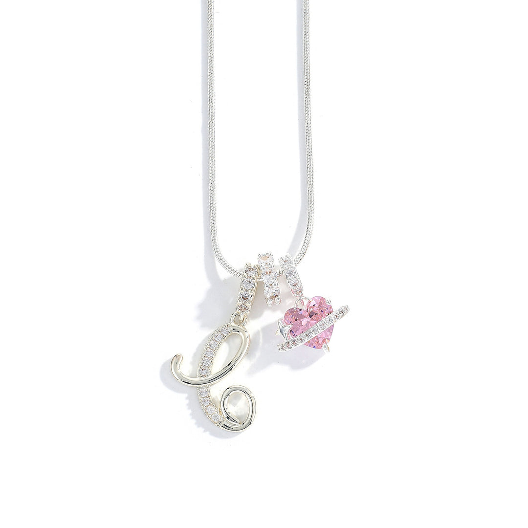 Letter Heart Diamond - Inlaid Combination Necklace (26 - Letter Version)