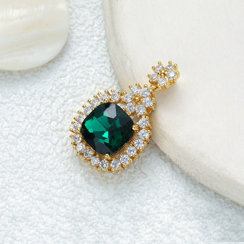 18K Gold Multi-Color Diamond-Paved Color Crystal Pendant Necklace