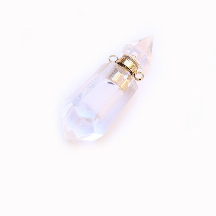 Multi-Color Natural Crystal Perfume Bottle Pendant - Openable Essential Oil Bottle Necklace, Spiritual Energy Fashion Accessory