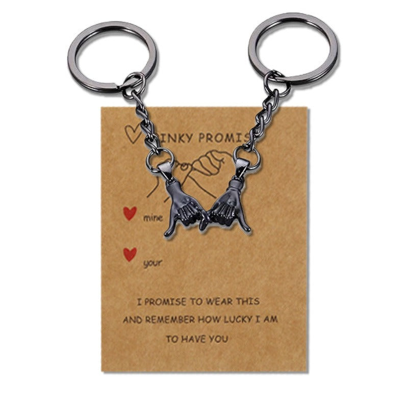 Pinky Promise Couple Keychain Set – Matching Promise Hands with Message Card