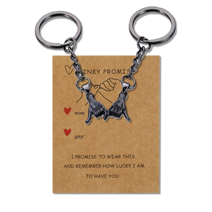 Pinky Promise Couple Keychain Set – Matching Promise Hands with Message Card