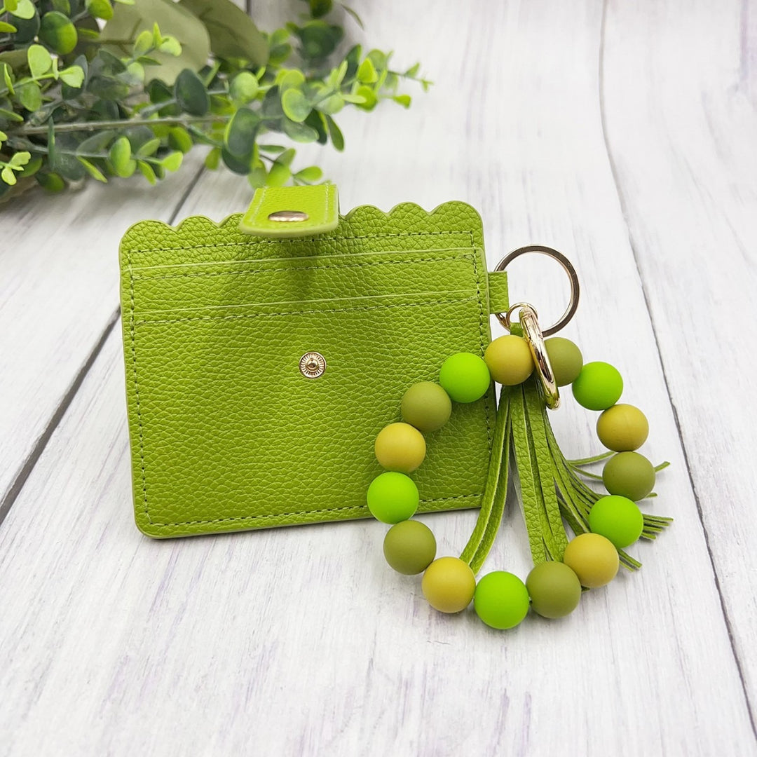 Multi-Color Leather Card Holder + Silicone Bead Tassel Charm - Light Luxury Minimalist Portable Coin Purse