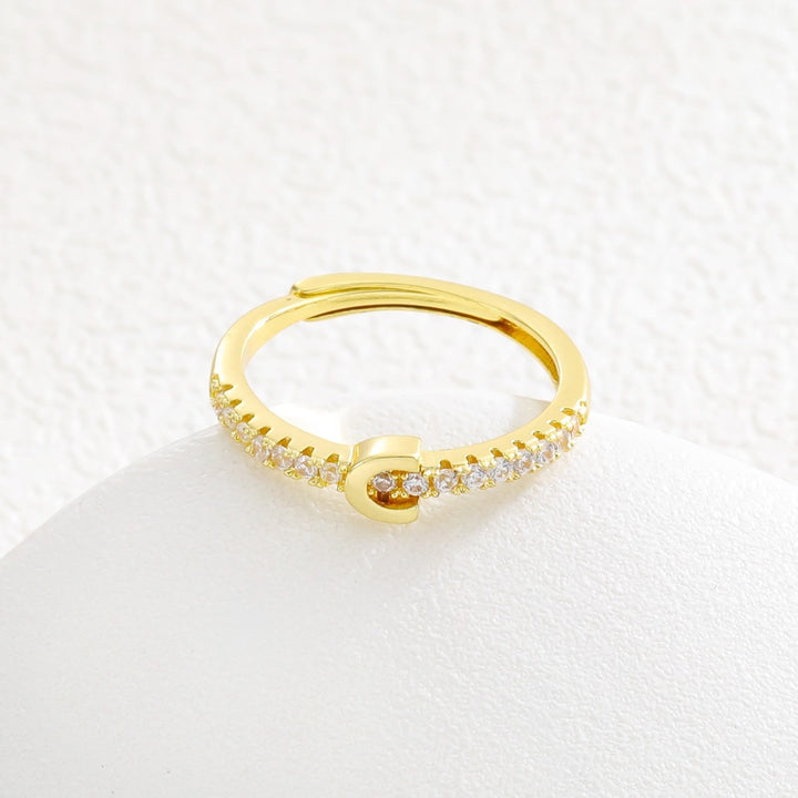 26 Letters Optional Diamond-Encrusted Ring - Gold/Silver Two-Color Women's Light Luxury Minimalist Personalized Accessory