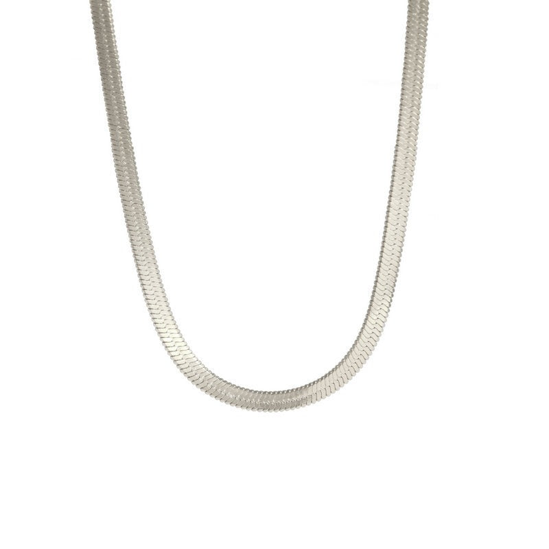 18K Gold Light Luxury Stackable Choker European Multi-Size Dual-Color Snake Chain Necklace