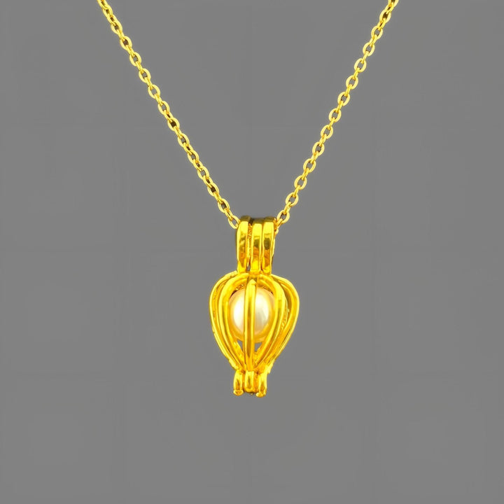 18K Gold/Silver Openable Birdcage Pearl Necklace - Light Luxury Niche Hidden-Item Pendant Choker