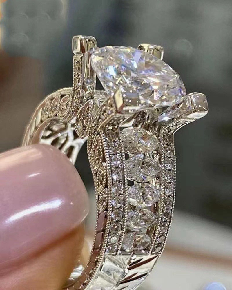 Luxury Square Diamond Two-Tone Paved Ring