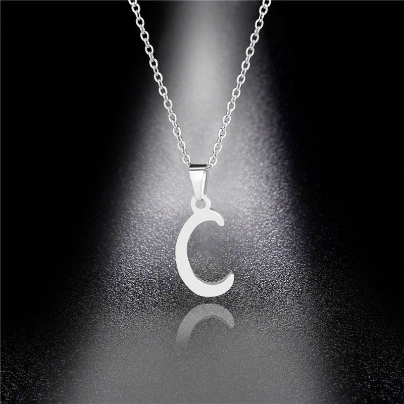 26 Letters Optional Minimalist Silver Necklace - Unisex Personalized Custom Initial Name Accessory