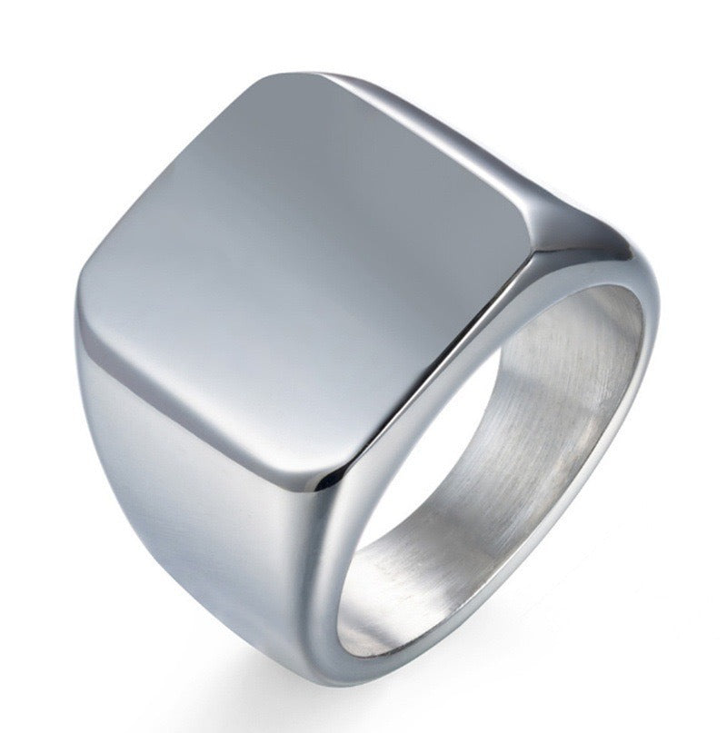 18K Gold/Silver Geometric Plain Band Ring - Minimalist Wide Band Light Luxury Niche Band