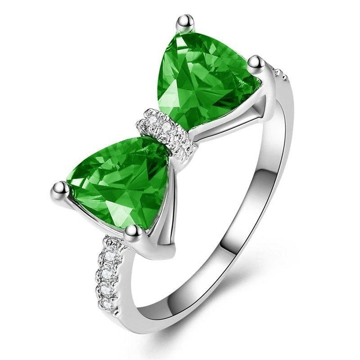 Bowtie Starburst Sterling Silver Multi-Gem Bow Ring（Free shipping on orders of two or more items）