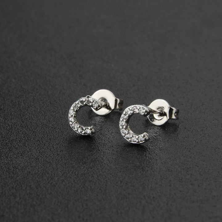 18K Gold 26-Letter Full-Diamond Earrings