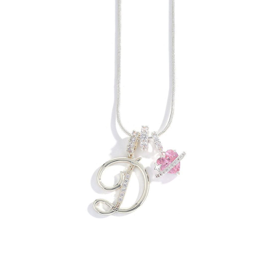 Letter Heart Diamond - Inlaid Combination Necklace (26 - Letter Version)