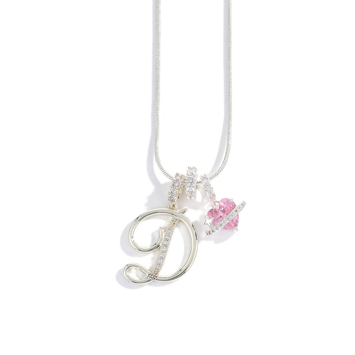 Letter Heart Diamond - Inlaid Combination Necklace (26 - Letter Version)