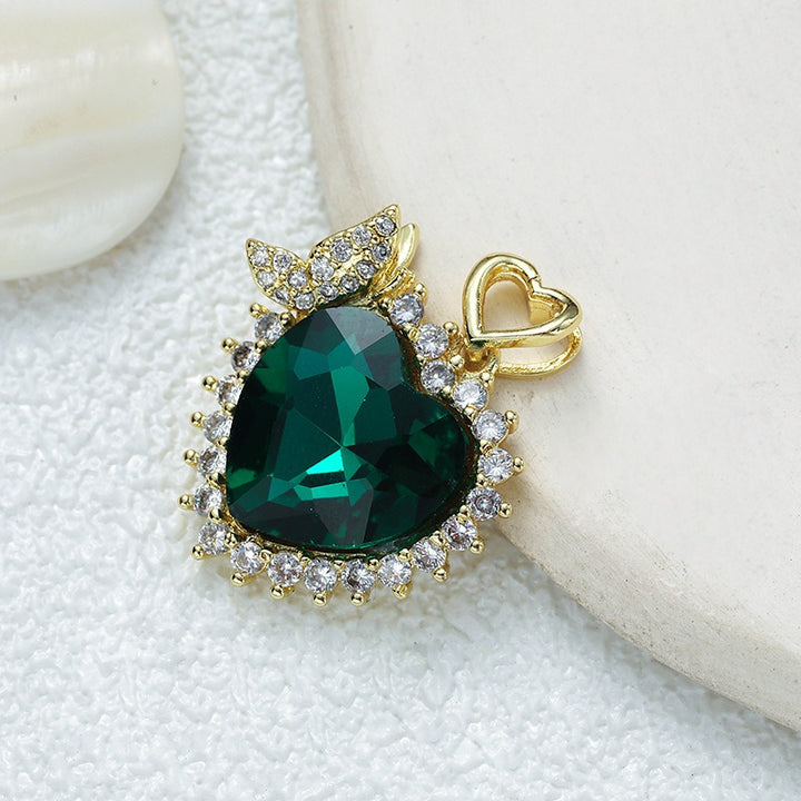 18K Gold Multi-Color Diamond-Paved Color Crystal Pendant Necklace