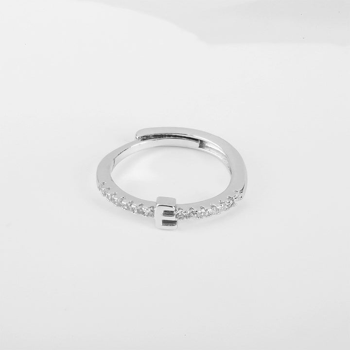 26 Letters Optional Diamond-Encrusted Ring - Gold/Silver Two-Color Women's Light Luxury Minimalist Personalized Accessory