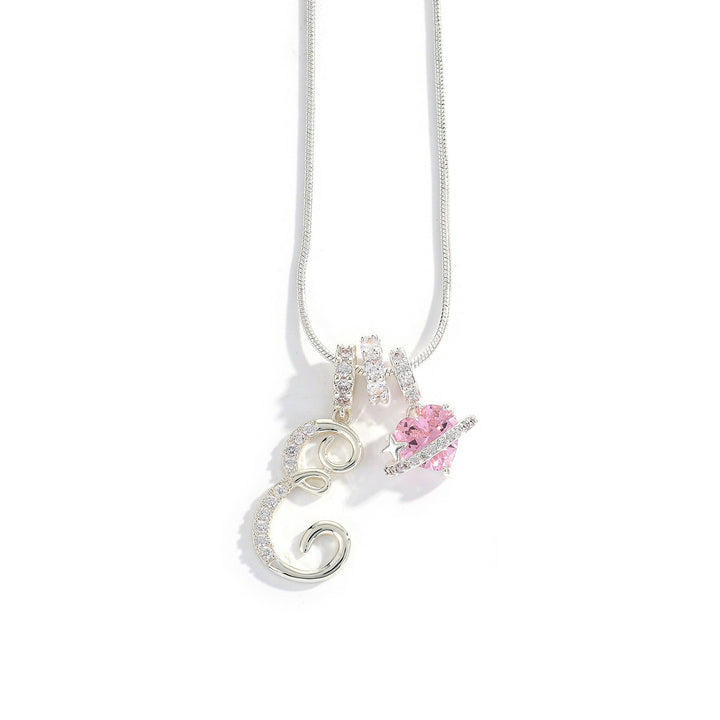 Letter Heart Diamond - Inlaid Combination Necklace (26 - Letter Version)