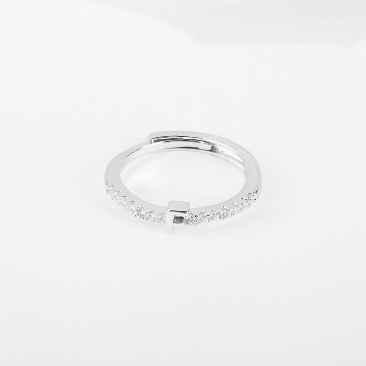 26 Letters Optional Diamond-Encrusted Ring - Gold/Silver Two-Color Women's Light Luxury Minimalist Personalized Accessory