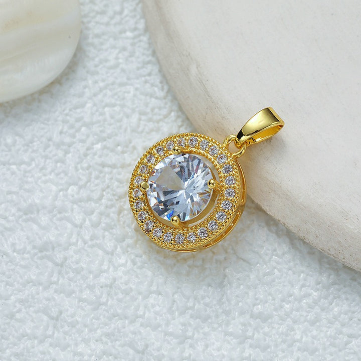 18K Gold Multi-Color Diamond-Paved Color Crystal Pendant Necklace