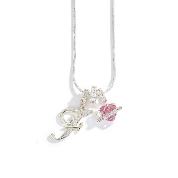 Letter Heart Diamond - Inlaid Combination Necklace (26 - Letter Version)