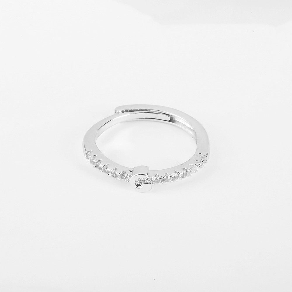 26 Letters Optional Diamond-Encrusted Ring - Gold/Silver Two-Color Women's Light Luxury Minimalist Personalized Accessory