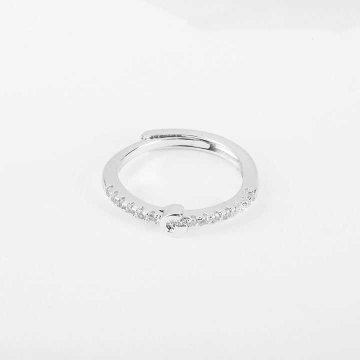 26 Letters Optional Diamond-Encrusted Ring - Gold/Silver Two-Color Women's Light Luxury Minimalist Personalized Accessory
