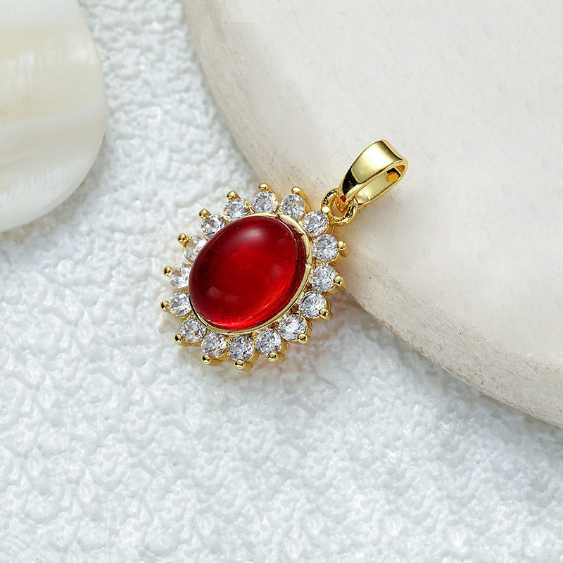 18K Gold Multi-Color Diamond-Paved Color Crystal Pendant Necklace