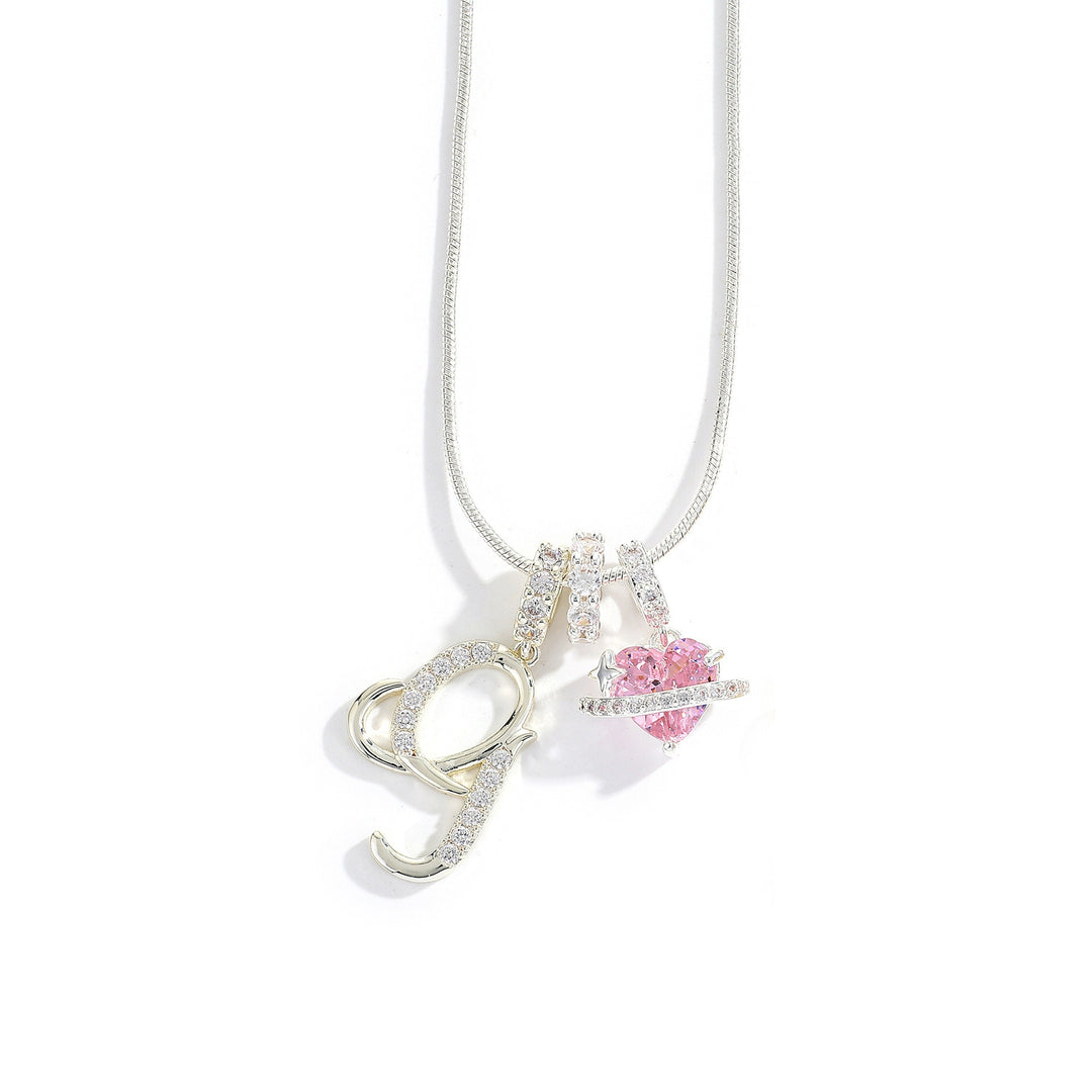 Letter Heart Diamond - Inlaid Combination Necklace (26 - Letter Version)