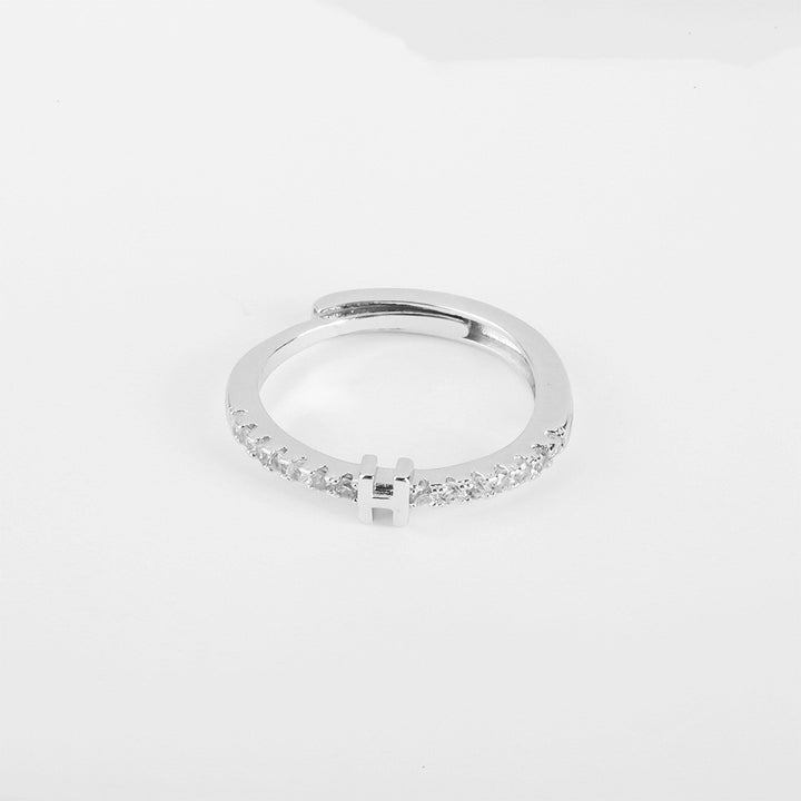 26 Letters Optional Diamond-Encrusted Ring - Gold/Silver Two-Color Women's Light Luxury Minimalist Personalized Accessory