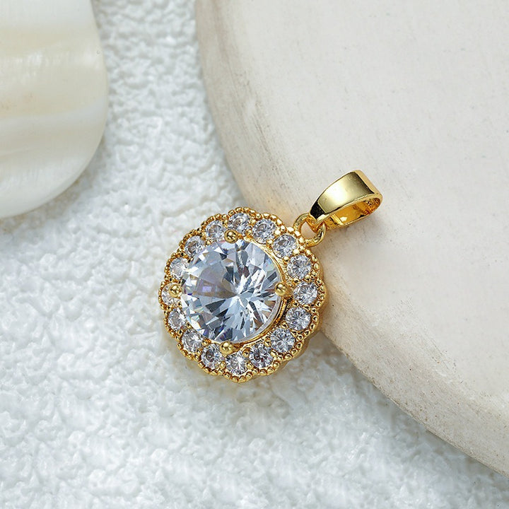 18K Gold Multi-Color Diamond-Paved Color Crystal Pendant Necklace
