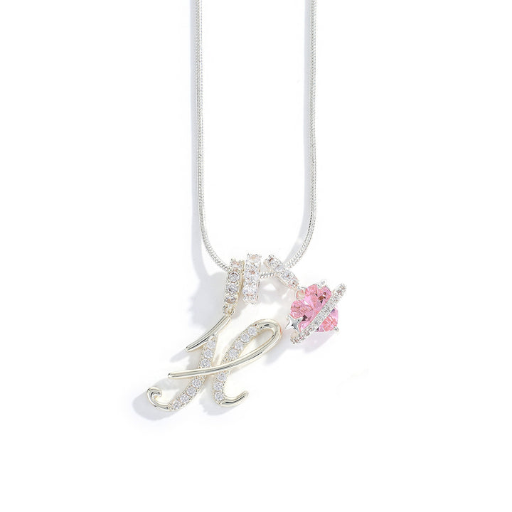 Letter Heart Diamond - Inlaid Combination Necklace (26 - Letter Version)