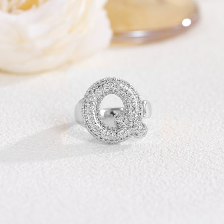 Letter Starburst 18K Gold Diamond 26-Letter Open Ring（Free shipping on orders of two or more items）