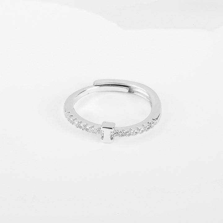 26 Letters Optional Diamond-Encrusted Ring - Gold/Silver Two-Color Women's Light Luxury Minimalist Personalized Accessory