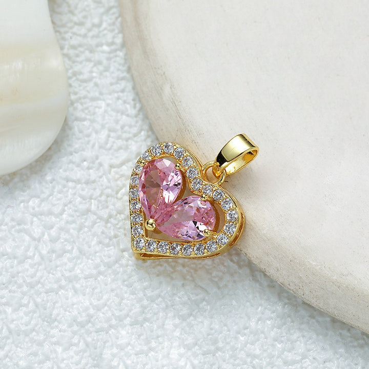 18K Gold Multi-Color Diamond-Paved Color Crystal Pendant Necklace