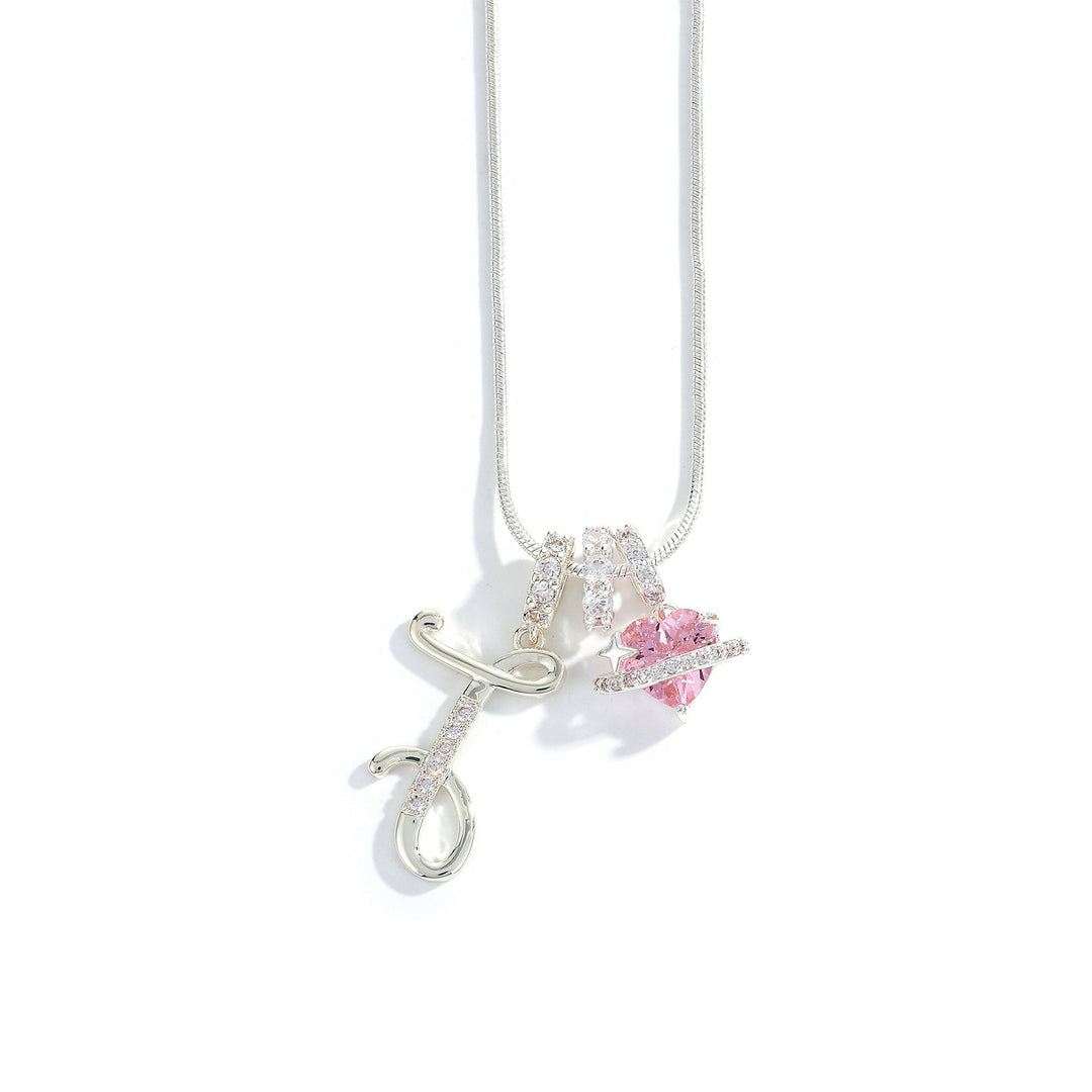 Letter Heart Diamond - Inlaid Combination Necklace (26 - Letter Version)