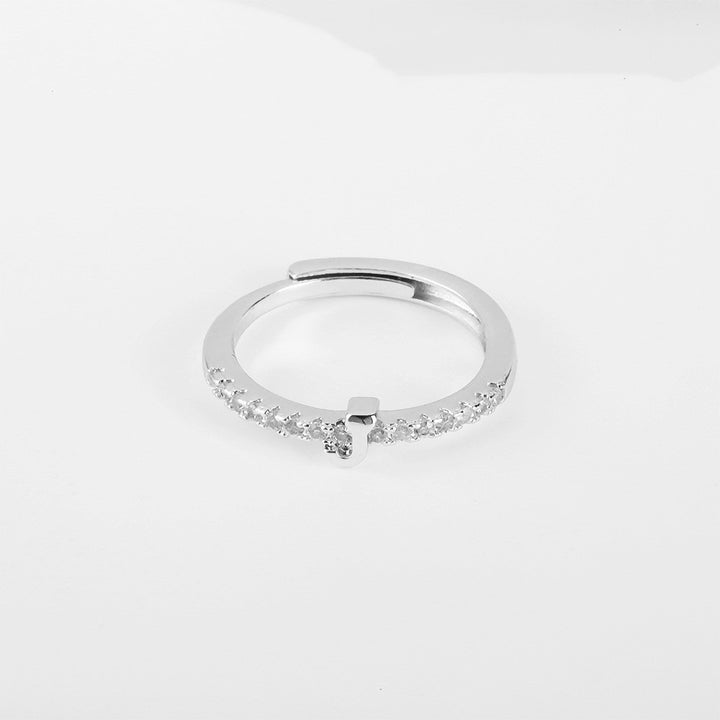 26 Letters Optional Diamond-Encrusted Ring - Gold/Silver Two-Color Women's Light Luxury Minimalist Personalized Accessory