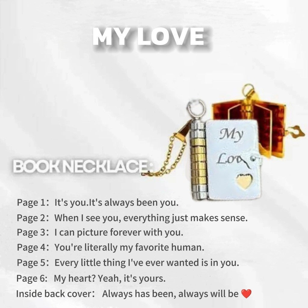 Love Letter Locket Book Pendant Couple Necklace｜Hidden Confessions for Your Neck