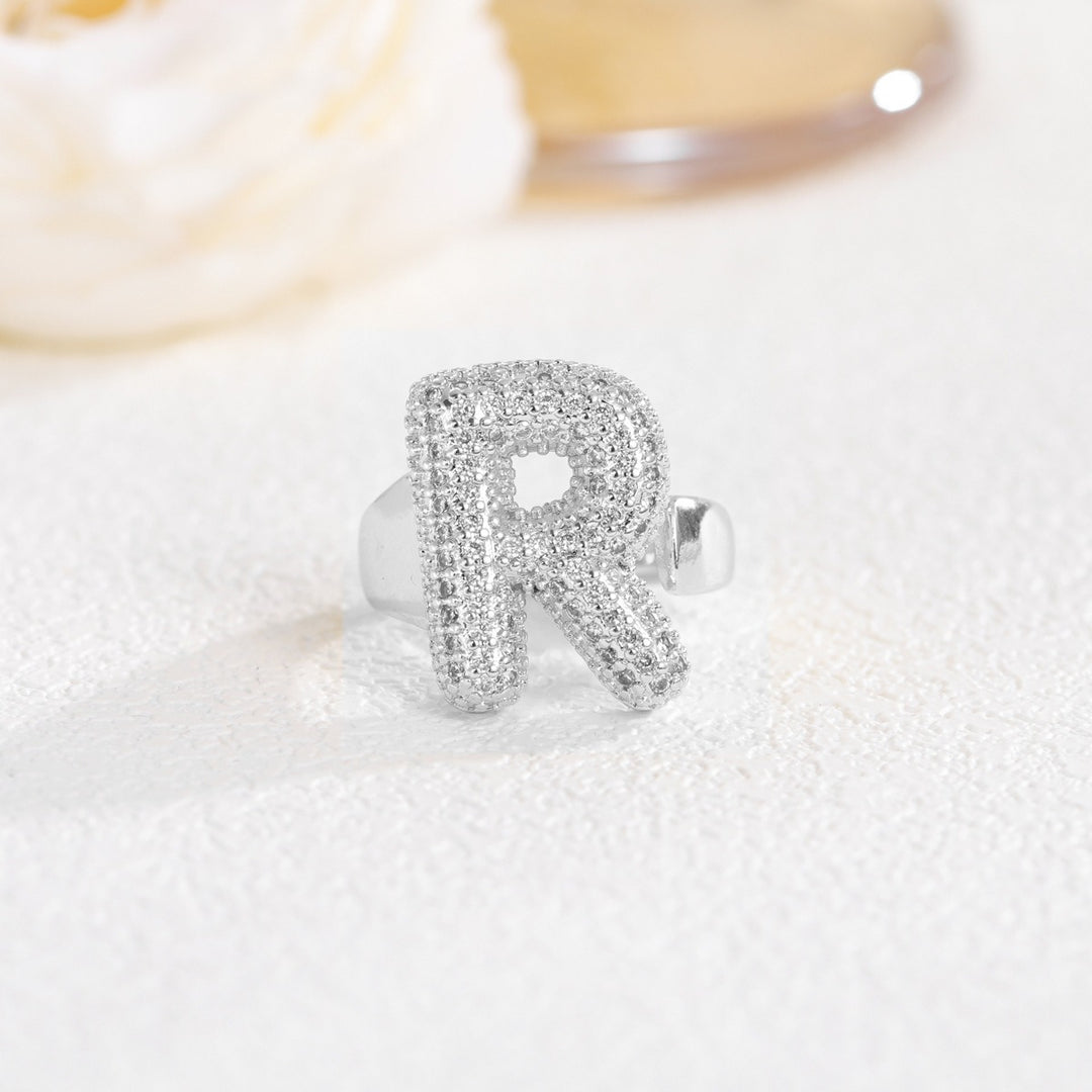 Letter Starburst 18K Gold Diamond 26-Letter Open Ring（Free shipping on orders of two or more items）
