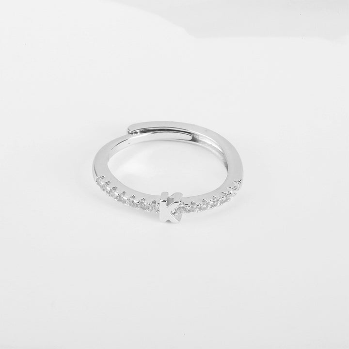 26 Letters Optional Diamond-Encrusted Ring - Gold/Silver Two-Color Women's Light Luxury Minimalist Personalized Accessory