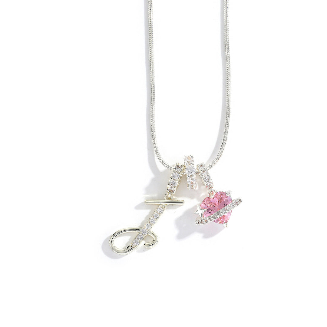 Letter Heart Diamond - Inlaid Combination Necklace (26 - Letter Version)