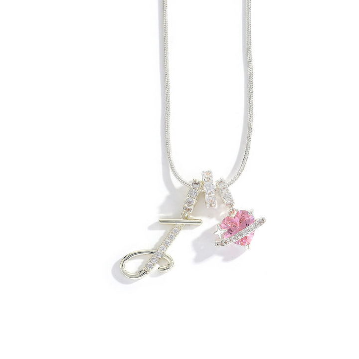 Letter Heart Diamond - Inlaid Combination Necklace (26 - Letter Version)