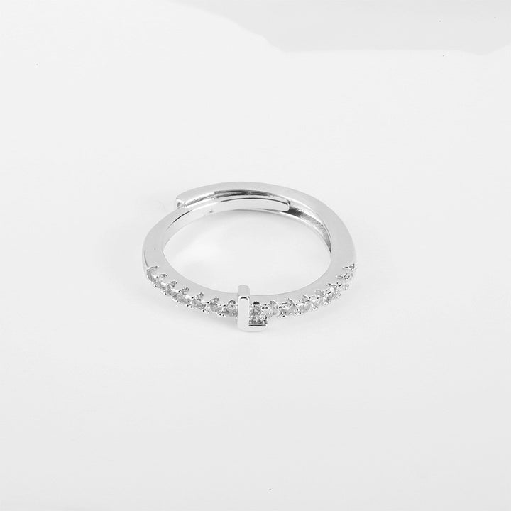 26 Letters Optional Diamond-Encrusted Ring - Gold/Silver Two-Color Women's Light Luxury Minimalist Personalized Accessory