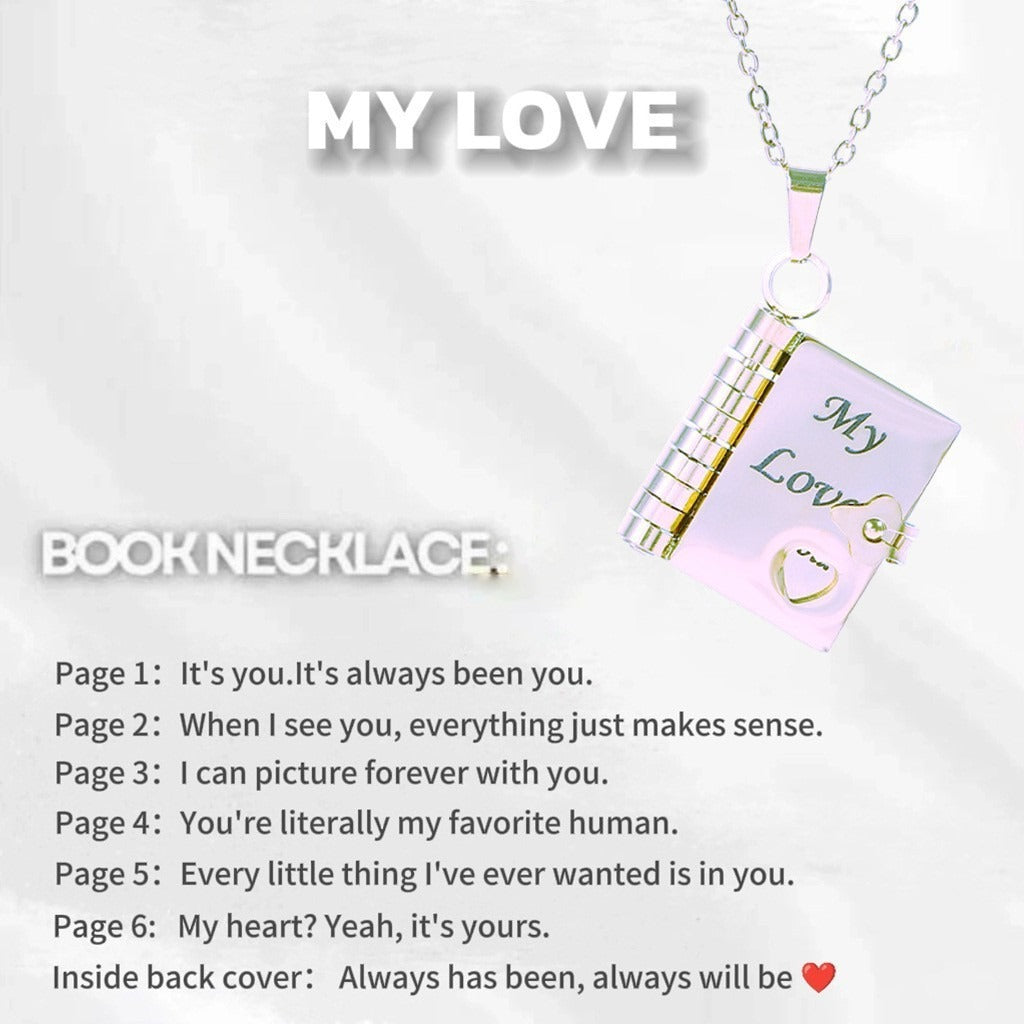 Love Letter Locket Book Pendant Couple Necklace｜Hidden Confessions for Your Neck