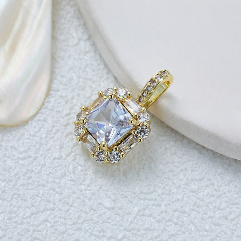 18K Gold Multi-Color Diamond-Paved Color Crystal Pendant Necklace