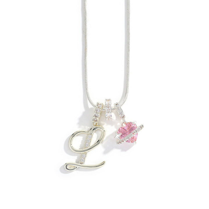 Letter Heart Diamond - Inlaid Combination Necklace (26 - Letter Version)