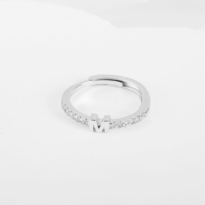 26 Letters Optional Diamond-Encrusted Ring - Gold/Silver Two-Color Women's Light Luxury Minimalist Personalized Accessory