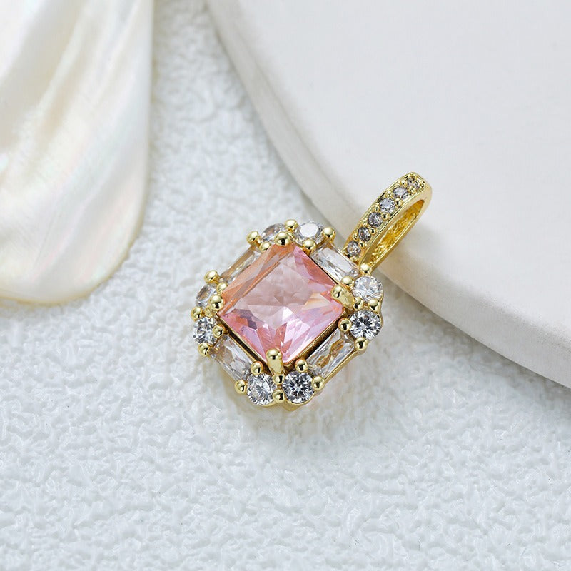 18K Gold Multi-Color Diamond-Paved Color Crystal Pendant Necklace