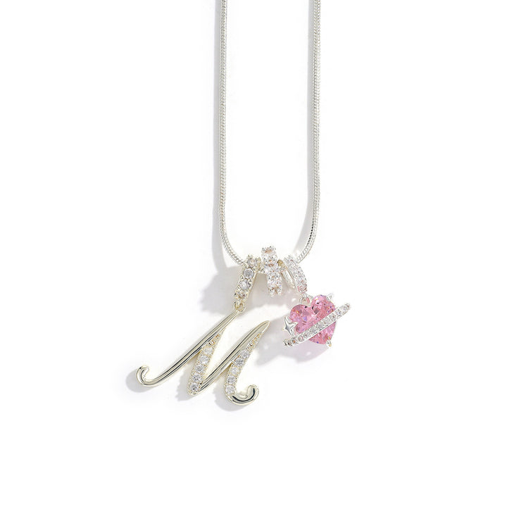 Letter Heart Diamond - Inlaid Combination Necklace (26 - Letter Version)